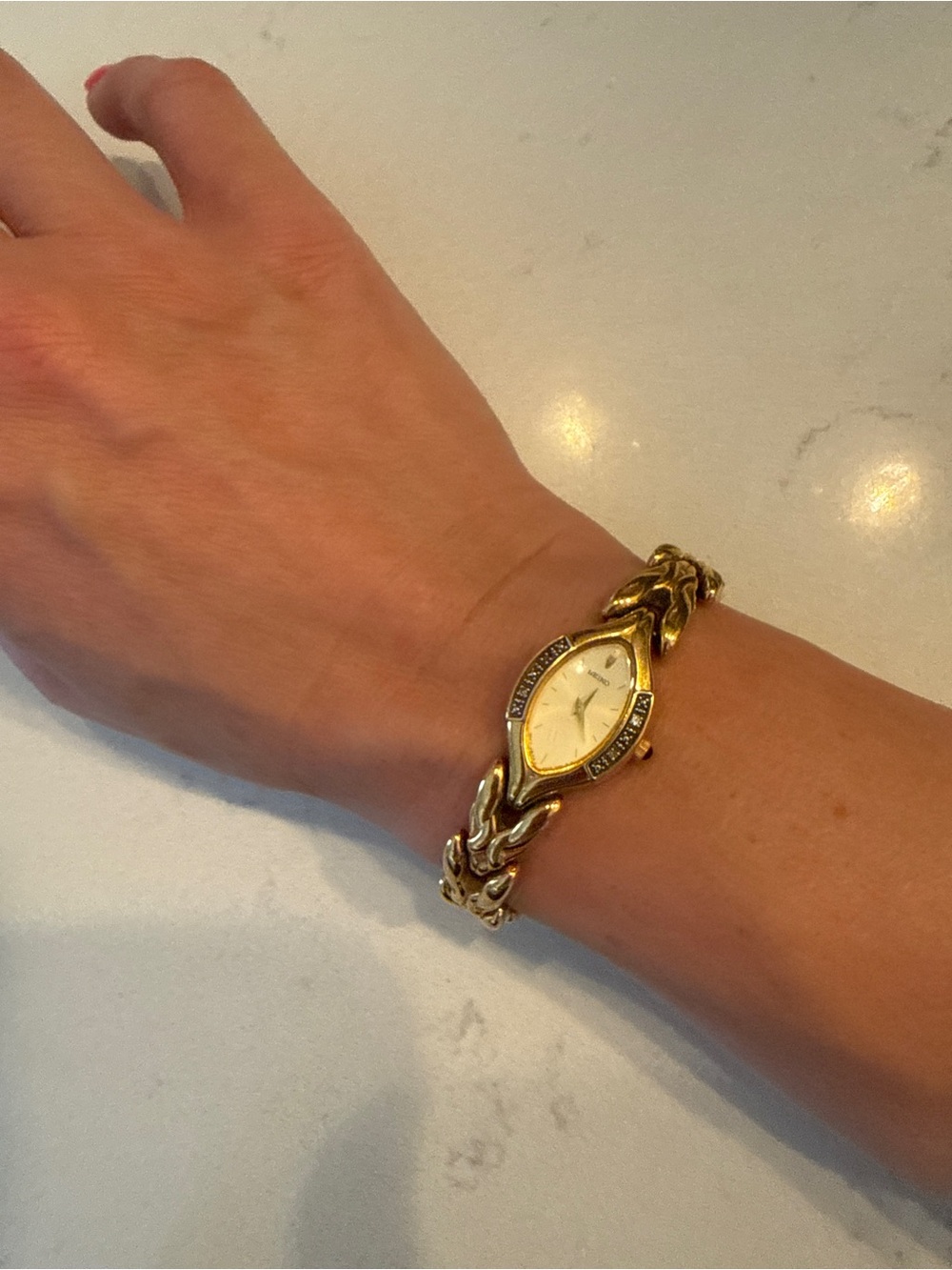 Seiko Vintage Gold Tone Women's Bracelet Watch with Diamonds